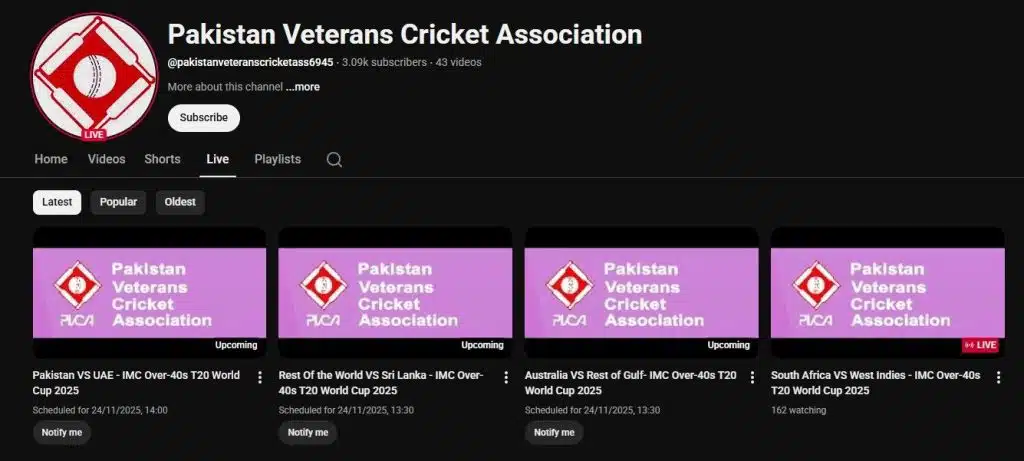 Live Streaming Of IMC Over 40s T20 World Cup 2025 In South Africa