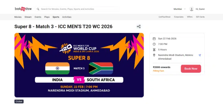 Select the specific listing for the 22 February 2026 Select the specific listing for the 22 February 2026