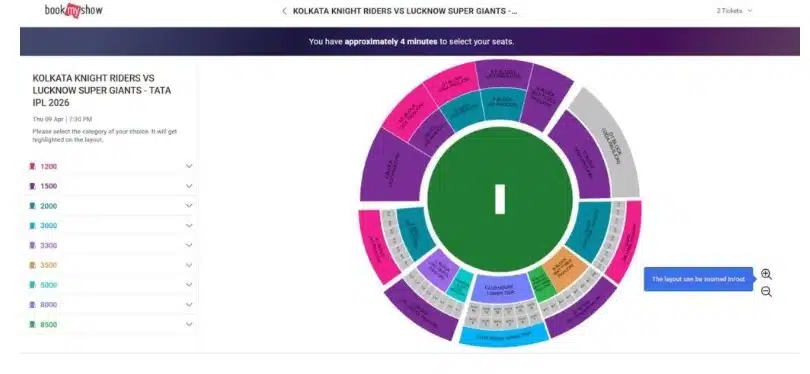 Pick your seats from the interactive stadium map