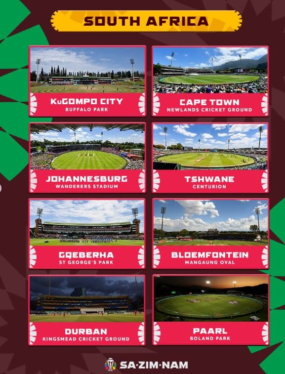 ICC ODI World Cup 2027 South Africa Host Cities